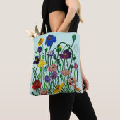 Grillige Eendenei Blauw Wilde Klaproos Aquarel Tote Bag (Dichtbij)