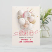 Grillige Eenhoorn 1e Verjaardag Kaart (Staand voorkant)