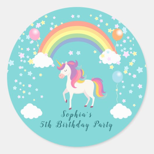 Grillige Eenhoorn Feest Ronde Sticker (Voorkant)