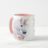 Grillige Eenhoorn Pastel Bloemaccenten Mok (Voorkant links)