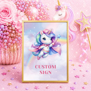 Grillige Eenhoorn Pastelkleuren Verjaardag Custom Poster