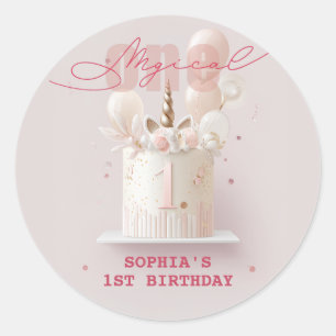 grillige eenhoornparty ronde sticker