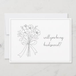 grillige eenvoudige boeg en bloem bruidsmeisje voo notitiekaartje