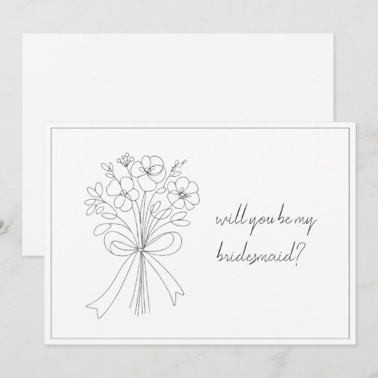 grillige eenvoudige boeg en bloem bruidsmeisje voo notitiekaartje (Voorkant / Achterkant)