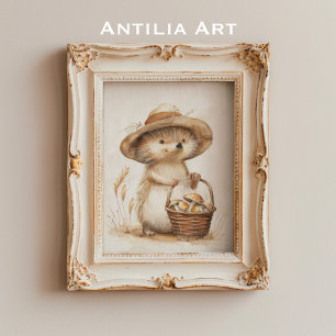 Grillige Egel Paddenstoelen Mand Bosdier Poster