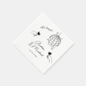 grillige eigenzinnige retro leuke franse verloving servet (Hoek)