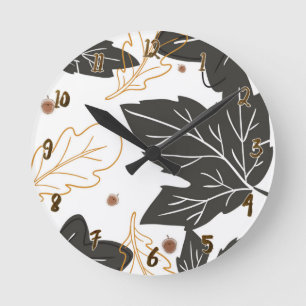 Grillige Elegante Herfst Bladeren Eikels Op Maat Ronde Klok