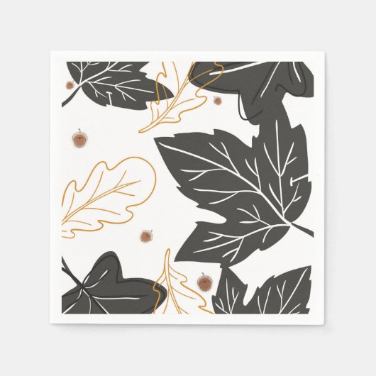Grillige Elegante Herfstbladeren Eikels Servetten (Voorkant)