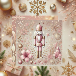 Grillige Elegante Roze en Gouden Pasteltint Notenk Feestdagenkaart