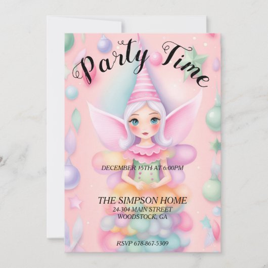 grillige elf kerst party uitnodiging (Voorkant)