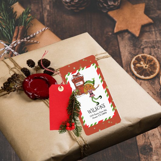 Grillige Elf Meisje Kerstmis Gepersonaliseerd Adre Etiket