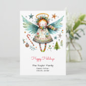 Grillige engelillustratie vrolijke feestdagen feestdagenkaart (Staand voorkant)