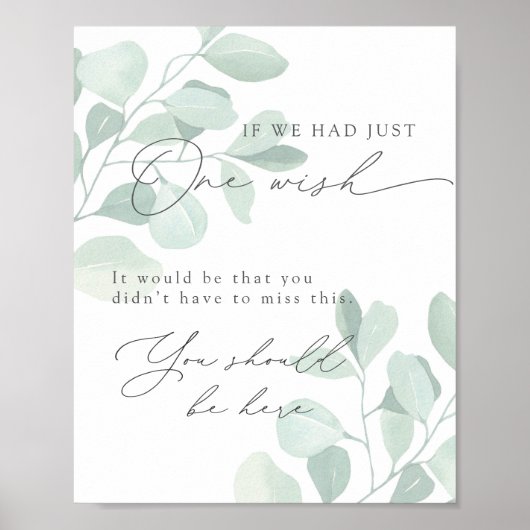 Grillige Eucalyptus Bruiloft Ter Nagedachtenis Aan Poster (Voorkant)