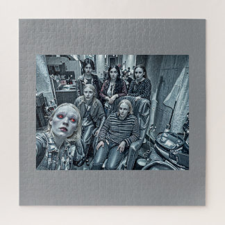 Grillige familiefoto Halloween thema Legpuzzel