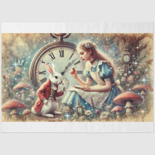 grillige fantasie Alice Rabbit Decoupage Tissuepapier (Voorkant)