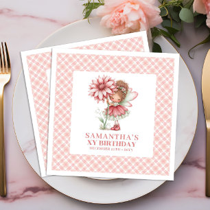 Grillige Fee Meisje 1e Verjaardag Blush Roze Servet
