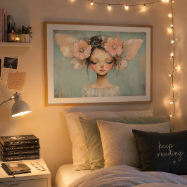 Grillige Fee met Pastelkleurige Bloemenvlinder Vle Poster