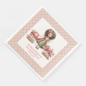 Grillige Fee Roze Bloemen Aangepaste Naam Feestje Servet (Hoek)