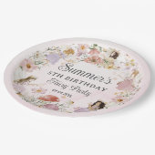 grillige feeën verjaardag bloem tuin weide papieren bordje (Gekanteld)