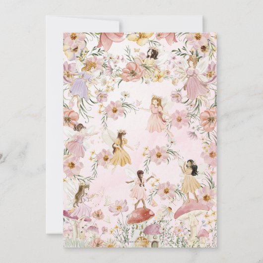 grillige feeën verjaardag bloem tuin weide save the date (Achterkant)