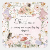 grillige feeën verjaardag bloem tuin weide vierkante sticker (Voorkant)