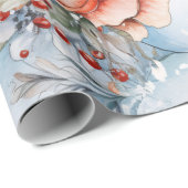 grillige feestelijke bloemen sneeuwman decoupage cadeaupapier (Rol Hoek)