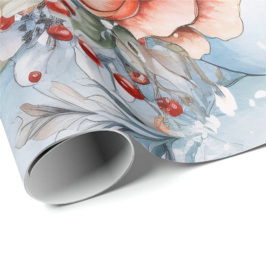 grillige feestelijke bloemen sneeuwman decoupage cadeaupapier (Rol Hoek)