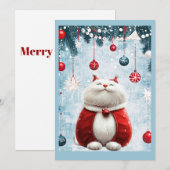 grillige feestelijke dikke kat feestdagenkaart (Voorkant / Achterkant)