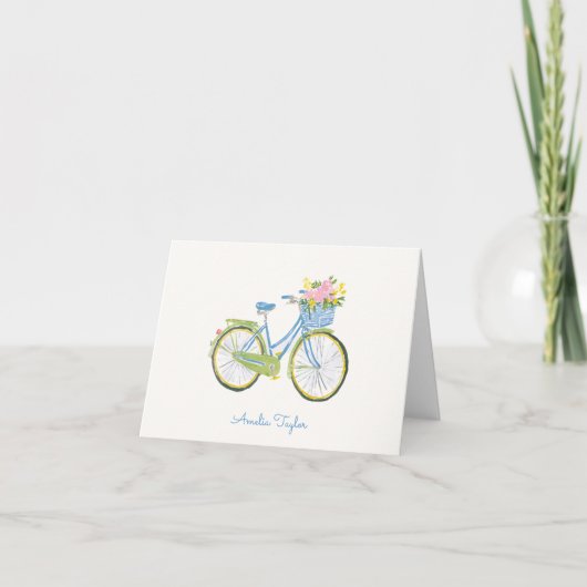 Grillige Fietillustratie Gepersonaliseerde Naam Notitiekaartje (Voorkant)