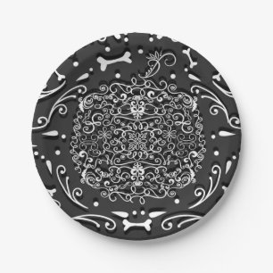 Grillige Filigree Pompoen & Botten Vintage Krijt Papieren Bordje