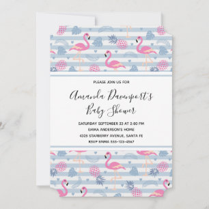 Grillige Flamingo & Ananas Patroon Baby Shower Kaart