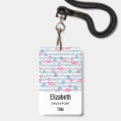 Grillige Flamingo & Ananas Patroon Badge (Voorzijde met lanyard)