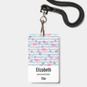 Grillige Flamingo & Ananas Patroon Badge (Achterkant met lanyard)