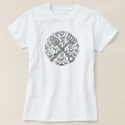 grillige folk-art tuingereedschap | ALLEEN WIT T-s T-shirt (Design voorkant)