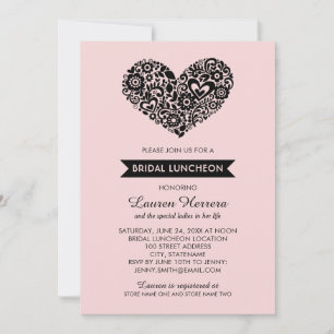 Grillige Folk Hart Roze Bruidslunch Kaart