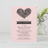 Grillige Folk Hart Roze Bruidslunch Kaart (Staand voorkant)