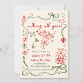 grillige Friendmas party Santa cocktail Aankondiging (Voorkant)