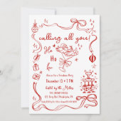 grillige Friendmas party Santa cocktail Aankondiging (Voorkant)