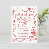 grillige Friendmas party Santa cocktail Aankondiging (Staand voorkant)