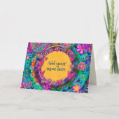  grillige fun roze geel bloemig Gepersonaliseerd Kaart (Voorkant)