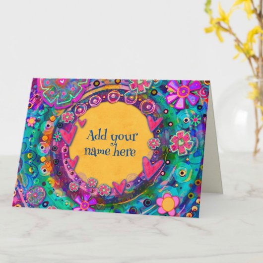  grillige fun roze geel bloemig Gepersonaliseerd Kaart