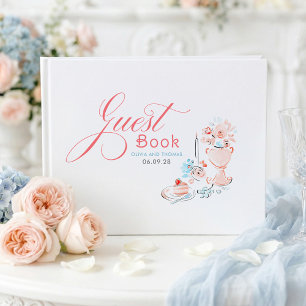 Grillige Funky Bloemige Excentrieke Handgetekende Gastenboek