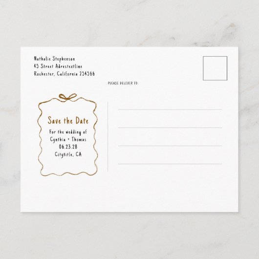 grillige funky hand getekend save the date aankondigingskaart (Achterkant)