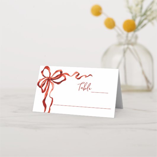 Grillige Funky Rode Strik Kerst Diner Feest Plaatskaartje (Voorkant)