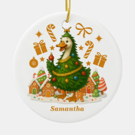 grillige gans kerstboom | Vakantie Keramisch Ornament