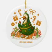 grillige gans kerstboom | Vakantie Keramisch Ornament (Achterkant)