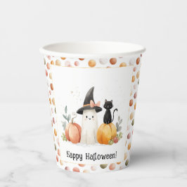 Grillige Geest en Zwarte Kat Halloween Papieren Bekers