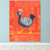 Grillige Geklekte Parelhoen Canvas Afdruk (Insitu (Houten vloer))