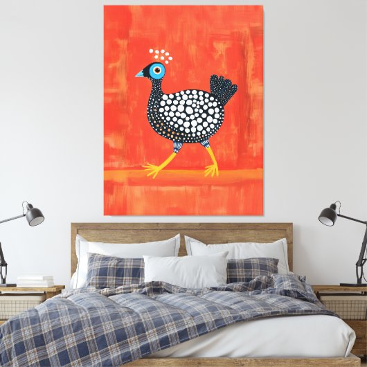 Grillige Geklekte Parelhoen Canvas Afdruk (Insitu (Slaapkamer))