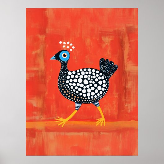 Grillige Geklekte Parelhoen Poster (Voorkant)
